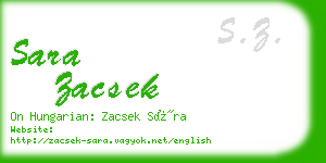 sara zacsek business card